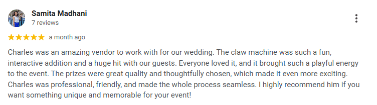 Samita wedding claw machine review
